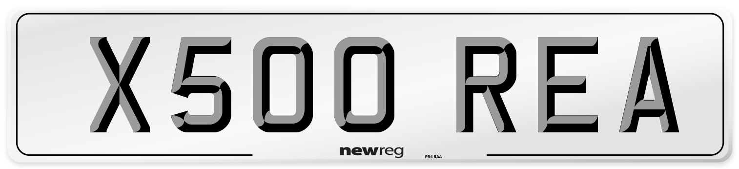 X500 REA Number Plate from New Reg